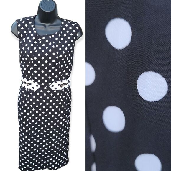 Emma & Michele Dresses & Skirts - Emma Michele Polka-dot Sheath Midi Black & White Size 8